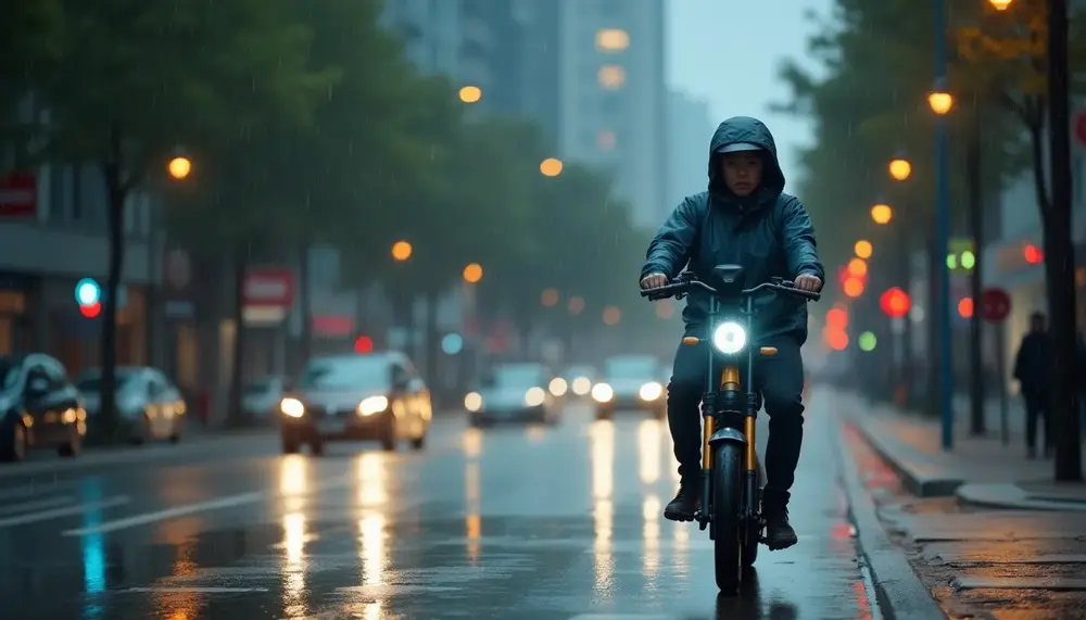 E Scooter bei Regen: Tipps für sicheres Fahren bei nassem Wetter